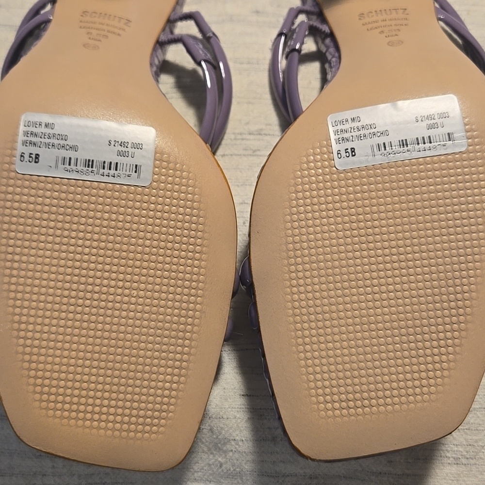 Schutz-Leather Heeled Sandals 'Lover Mid' In Orchid-Size 6.5 - Picture 6 of 17